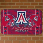Arizona Wildcats Helmet Illustration Red Doormat