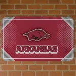 Arkansas Razorbacks Silver Halftone Red Doormat