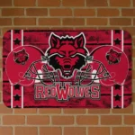 Arkansas State Red Wolves Helmet Illustration Scarlet Doormat