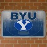 BYU Cougars Pixel Blur Blue Doormat