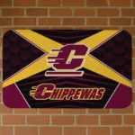 Central Michigan Chippewas Techno Camo Maroon Black Doormat