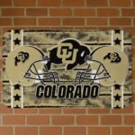Colorado Buffaloes Helmet Illustration Gold Doormat