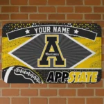 Custom Appalachian State Mountaineers Football Crest Black Doormat