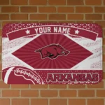 Custom Arkansas Razorbacks Football Crest Red Black Doormat