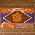 Custom Clemson Tigers Football Crest Orange Black Doormat