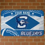 Custom Creighton Bluejays Football Crest Blue Black Doormat