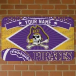 Custom East Carolina Pirates Football Crest Purple Black Doormat