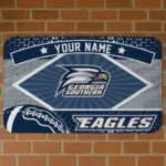 Custom Georgia Southern Eagles Football Crest Blue Black Doormat