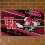 Custom Houston Cougars Mickey Quarterback Red Black Doormat