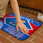 custom-kansas-jayhawks-football-crest-blue-black-doormat-best-selling.webp