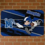 Custom Memphis Tigers Mickey Quarterback Blue Black Doormat