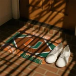 custom-miami-hurricanes-football-crest-orange-black-doormat-best-selling.webp