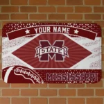 Custom Mississippi State Bulldogs Football Crest Maroon Black Doormat