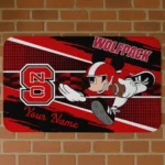 Custom NC State Wolfpack Mickey Quarterback Red Black Doormat