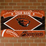 Custom Oregon State Beavers Football Crest Orange Black Doormat