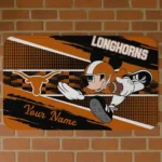 Custom Texas Longhorns Mickey Quarterback Orange Black Doormat