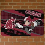 Custom Washington State Cougars Mickey Quarterback Crimson Black Doormat