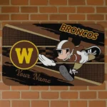 Custom Western Michigan Broncos Mickey Quarterback Brown Black Doormat