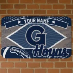Customized Georgetown Hoyas Football Crest Blue Black Doormat