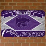Customized Kansas State Wildcats Football Crest Purple Black Doormat