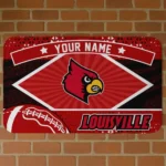 Customized Louisville Cardinals Football Crest Red Black Doormat