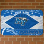 Customized Middle Tennessee Blue Raiders Football Crest Blue Black Doormat