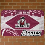 Customized New Mexico State Aggies Football Crest Crimson Black Doormat