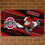 Customized Ohio State Buckeyes Mickey Quarterback Scarlet Black Doormat