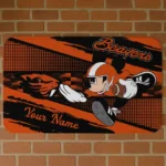 Customized Oregon State Beavers Mickey Quarterback Orange Black Doormat