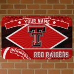 Customized Texas Tech Red Raiders Football Crest Red Black Doormat