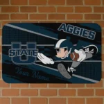 Customized Utah State Aggies Mickey Quarterback Navy Black Doormat