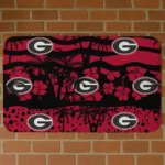 Georgia Bulldogs Palm Silhouette Red Black Doormat