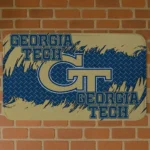 Georgia Tech Yellow Jackets Plate Rip Gold Doormat