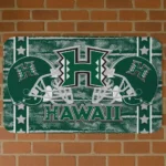 Hawaii Rainbow Warriors Helmet Illustration Green Doormat