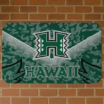Hawaii Rainbow Warriors Layered Lines Green Doormat
