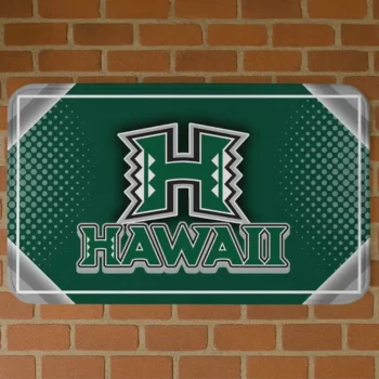 Hawaii Rainbow Warriors Silver Halftone Green Doormat