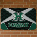 Hawaii Rainbow Warriors Techno Camo Green Black Doormat