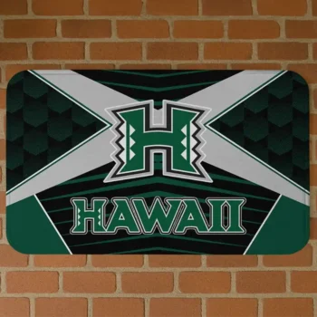 Hawaii Rainbow Warriors Techno Camo Green Black Doormat
