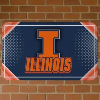Illinois Fighting Illini Silver Halftone Blue Doormat