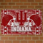 Indiana Hoosiers Helmet Illustration Red Doormat