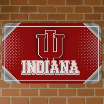 Indiana Hoosiers Silver Halftone Red Doormat