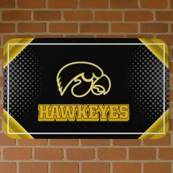 Iowa Hawkeyes Silver Halftone Black Doormat