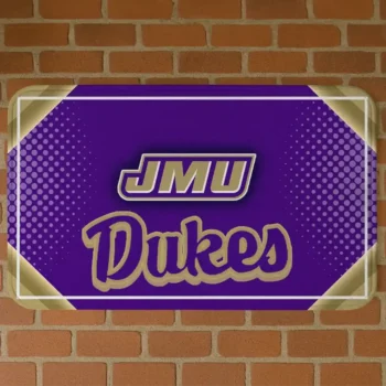 James Madison Dukes Silver Halftone Purple Doormat