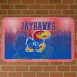 Kansas Jayhawks Pixel Blur Blue Doormat