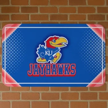 Kansas Jayhawks Silver Halftone Blue Doormat