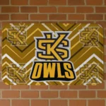 Kennesaw State Owls Chevron Geometrics Gold Doormat