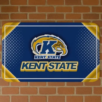 Kent State Golden Flashes Silver Halftone Navy Blue Doormat