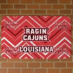 Louisiana Ragin' Cajuns Chevron Geometrics Red Doormat