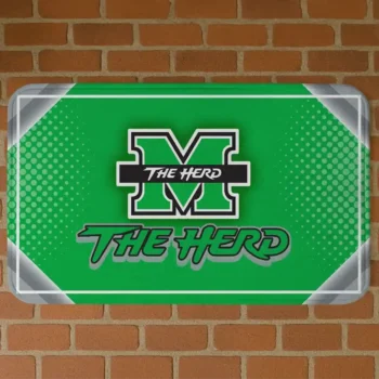 Marshall Thundering Herd Silver Halftone Green Doormat