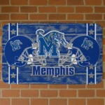 Memphis Tigers Helmet Illustration Blue Doormat